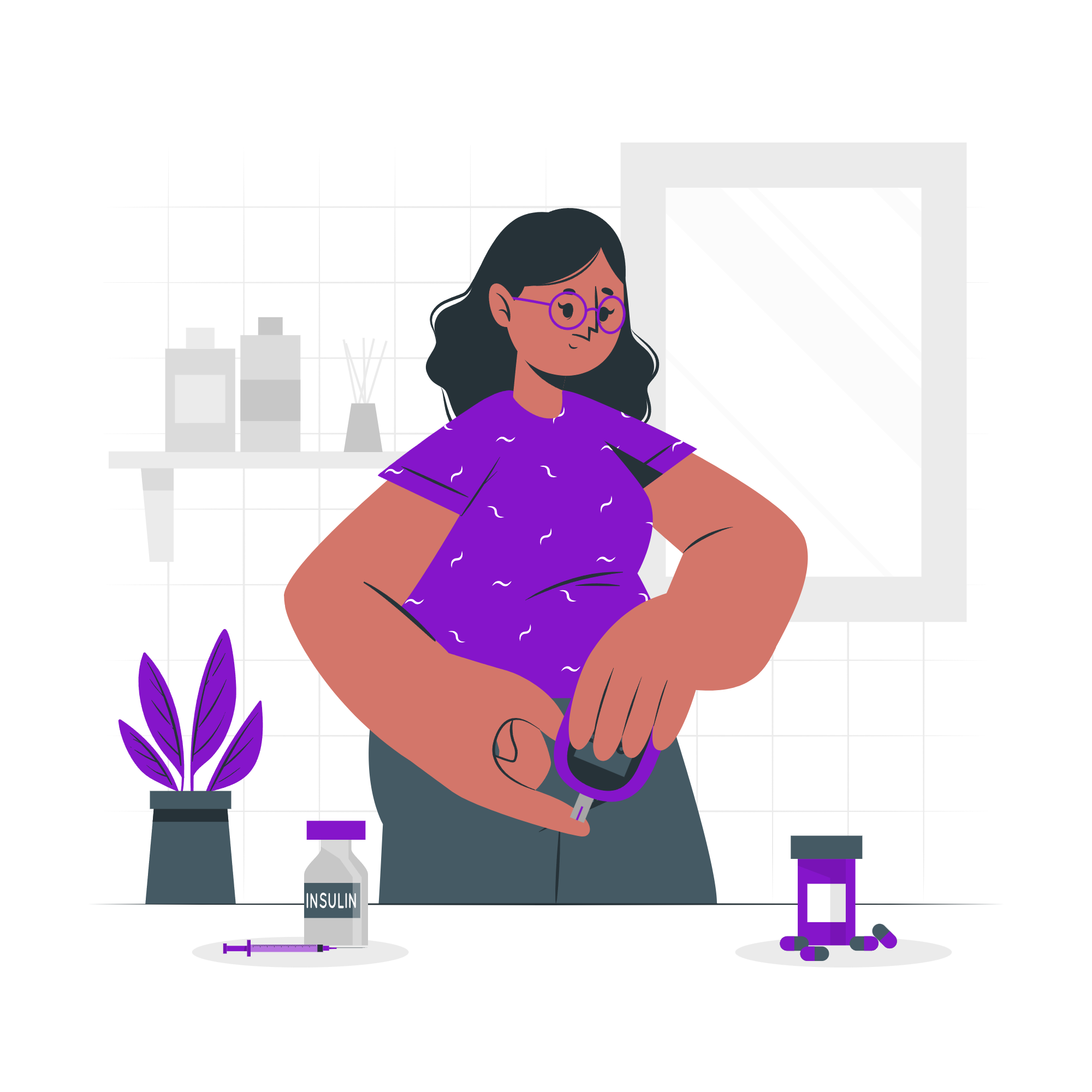 Ilustración sobre diabetes y tecnología